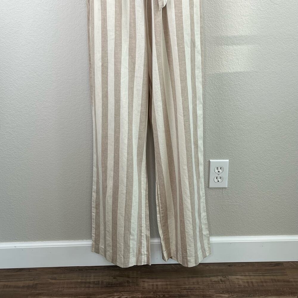 Vero Moda Stripe Linen Blend Wide Leg Jumpsuit NWT XS Ruffle Coastal Summer - Picture 11 of 16